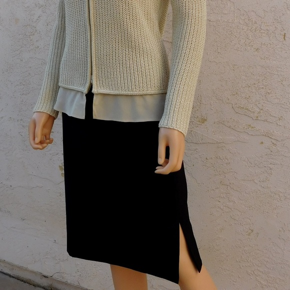 ST.JOHN Beige Wool Silk Metallic Cardigan Sweater - Picture 3 of 7